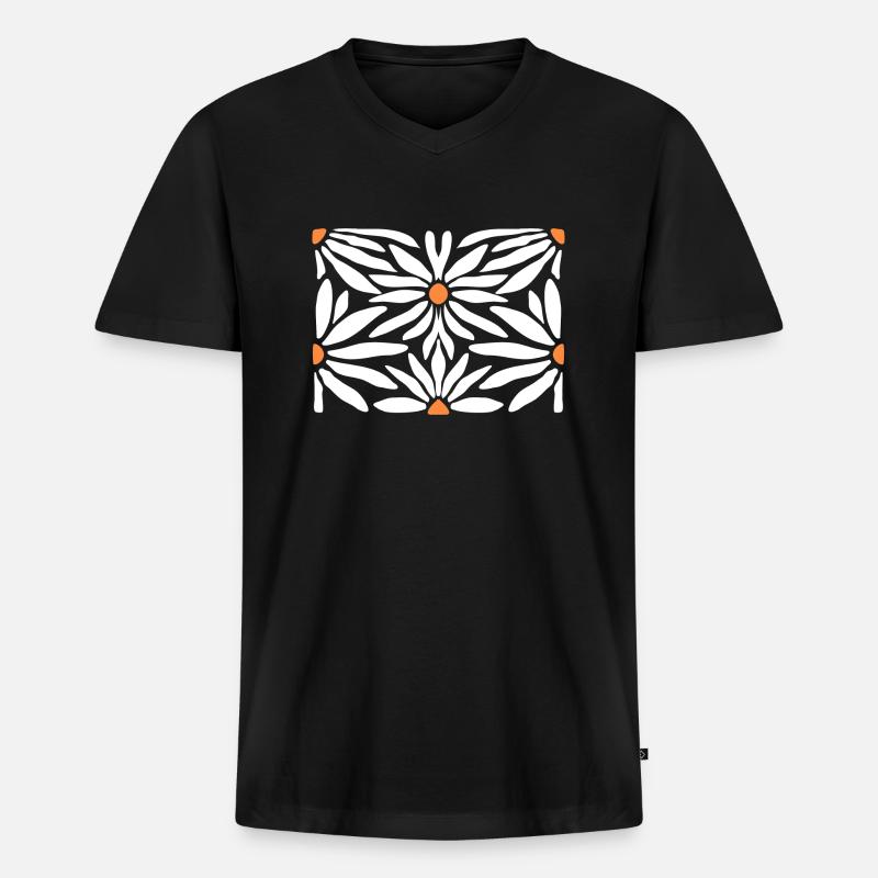 Groovy Gänseblümchen-Blumen - Männer Premium Bio T-Shirt mit V-Ausschnitt - Schwarz