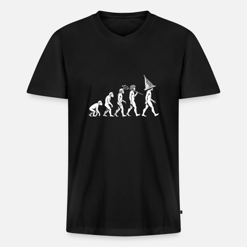 Steampunk Evolution mit Aluhut - Männer Premium Bio T-Shirt mit V-Ausschnitt - Schwarz
