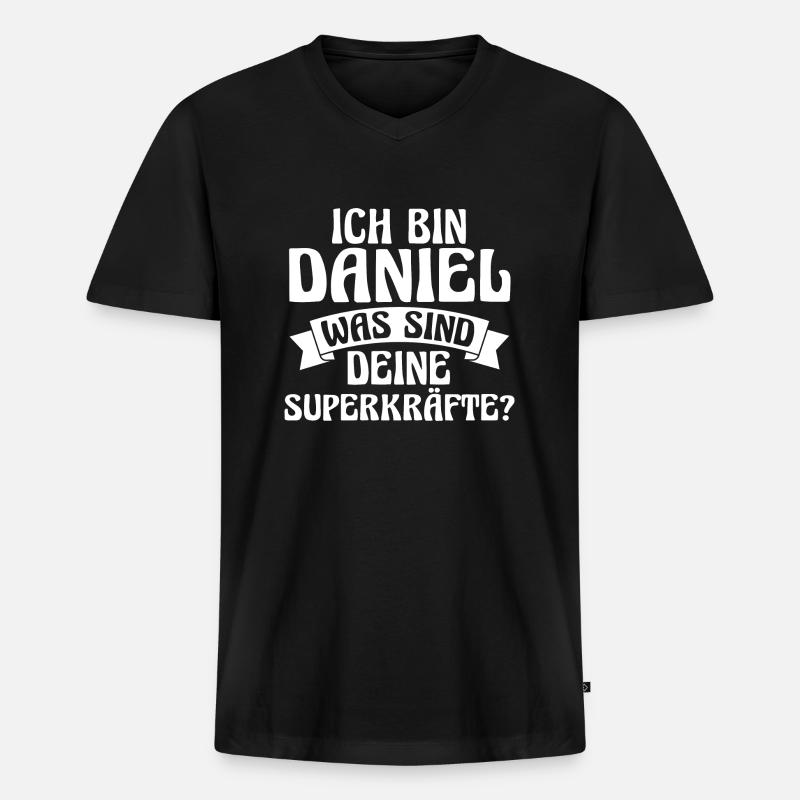 Vorname Daniel - Männer Premium Bio T-Shirt mit V-Ausschnitt - Schwarz