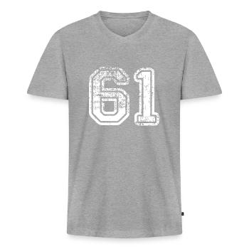 61 - Men's Premium Organic T-shirt with V-neck - heather grey - Front