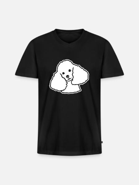 Pudel - Männer Premium Bio T-Shirt mit V-Ausschnitt - Schwarz