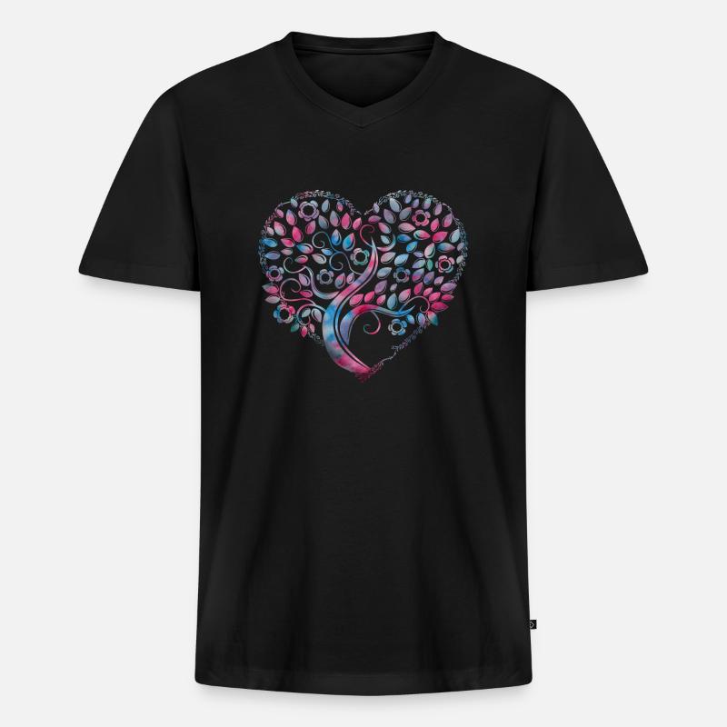 Lebens Baum - Männer Premium Bio T-Shirt mit V-Ausschnitt - Schwarz