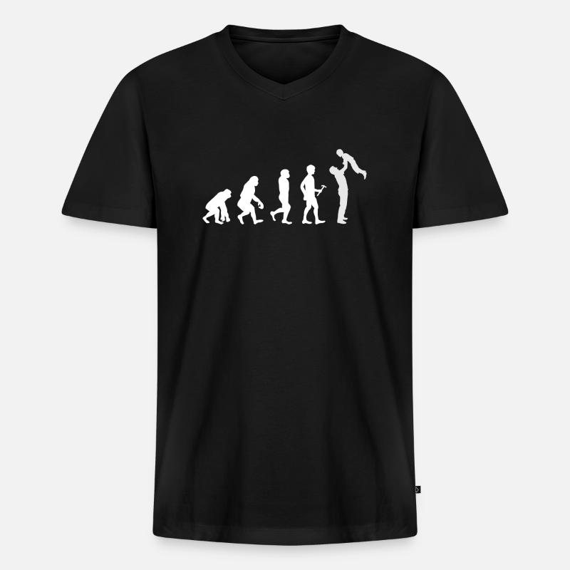 Evolution Dad - Männer Premium Bio T-Shirt mit V-Ausschnitt - Schwarz