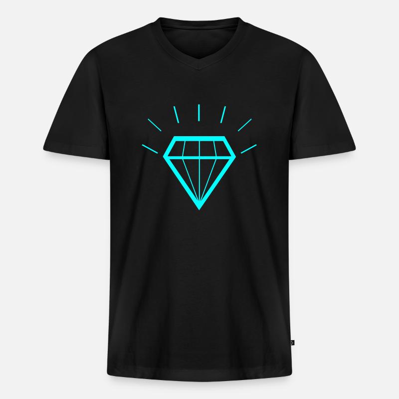glänzender Diamant - Männer Premium Bio T-Shirt mit V-Ausschnitt - Schwarz