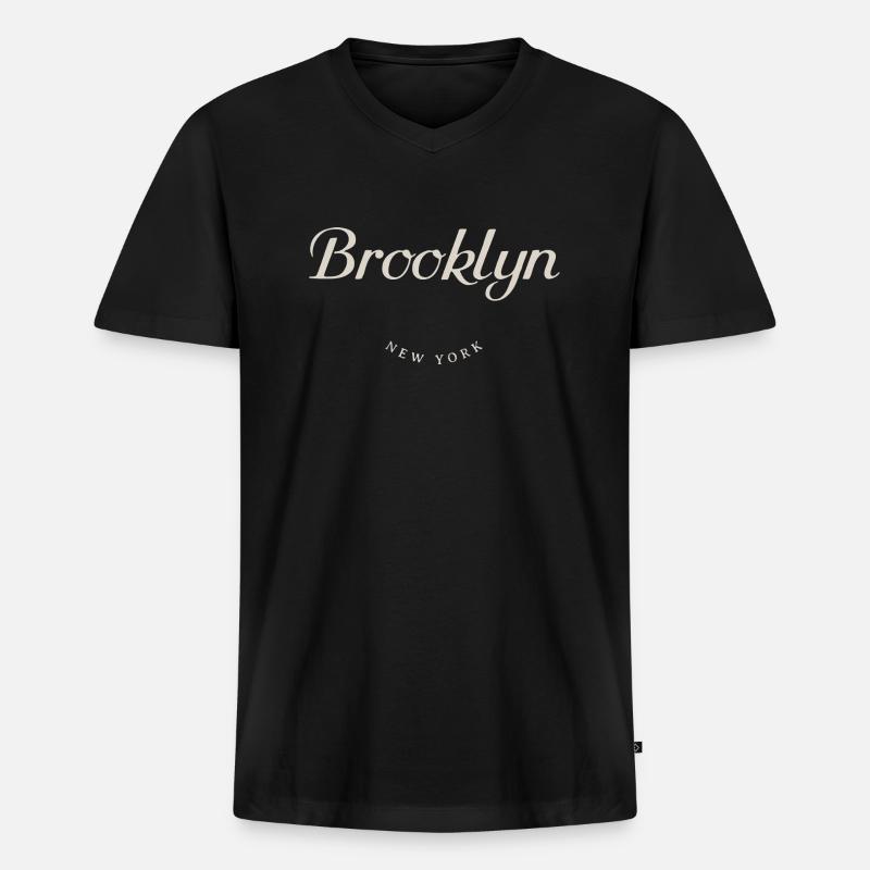 Brooklyn NY - Männer Premium Bio T-Shirt mit V-Ausschnitt - Schwarz
