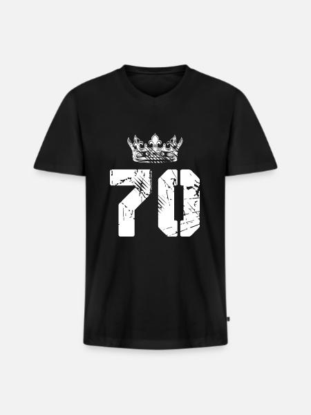 70 Number crown - Men's Premium Organic T-shirt with V-neck - black