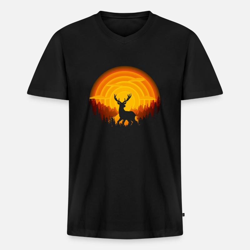 Hirschschatten - Männer Premium Bio T-Shirt mit V-Ausschnitt - Schwarz