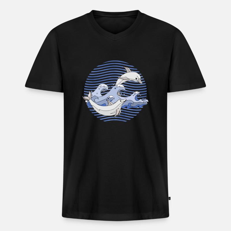 Delphine - Männer Premium Bio T-Shirt mit V-Ausschnitt - Schwarz