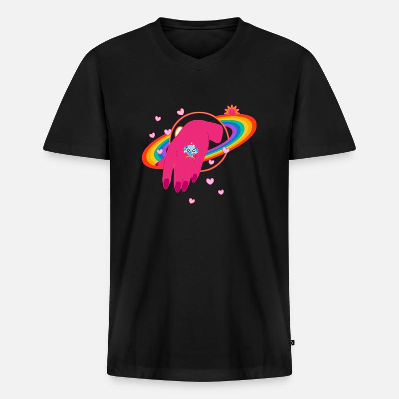 Regenbogen - Diamant - Männer Premium Bio T-Shirt mit V-Ausschnitt - Schwarz