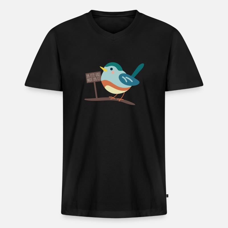 Dicker Vogel - Männer Premium Bio T-Shirt mit V-Ausschnitt - Schwarz