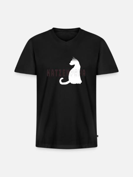 Katzenpapa - Männer Premium Bio T-Shirt mit V-Ausschnitt - Schwarz