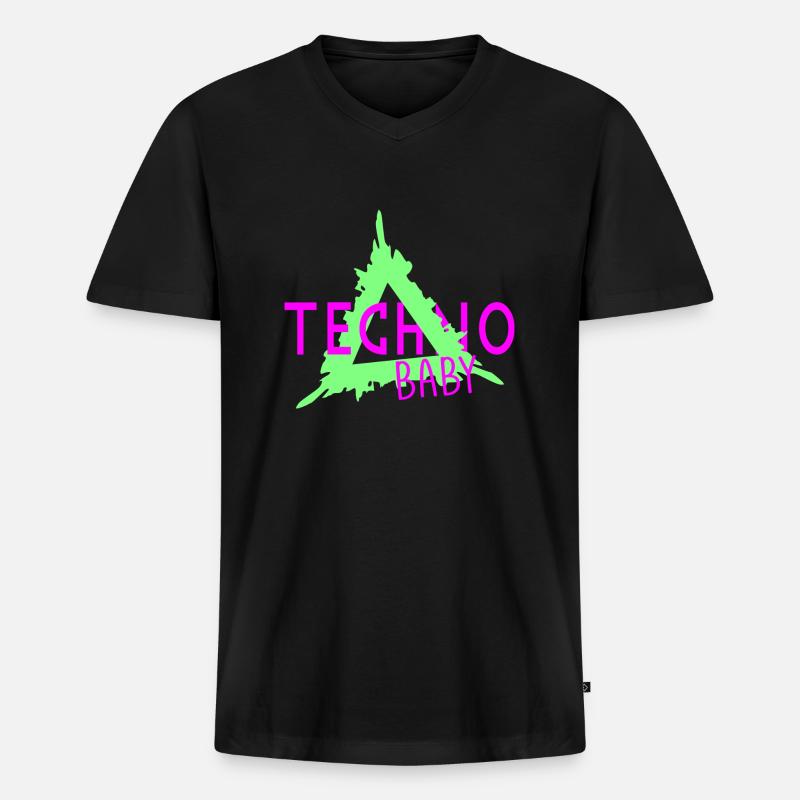 Techno-Baby - Männer Premium Bio T-Shirt mit V-Ausschnitt - Schwarz