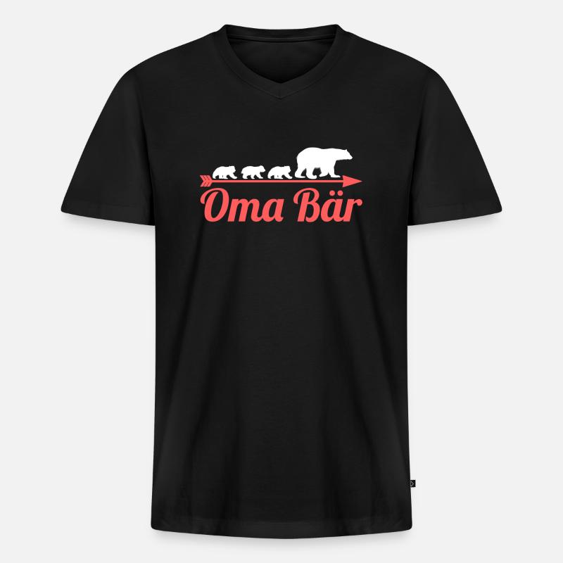 Großmutter Oma Bär - Männer Premium Bio T-Shirt mit V-Ausschnitt - Schwarz