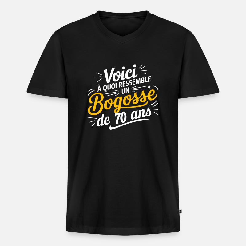 70 BECHER - Männer Premium Bio T-Shirt mit V-Ausschnitt - Schwarz