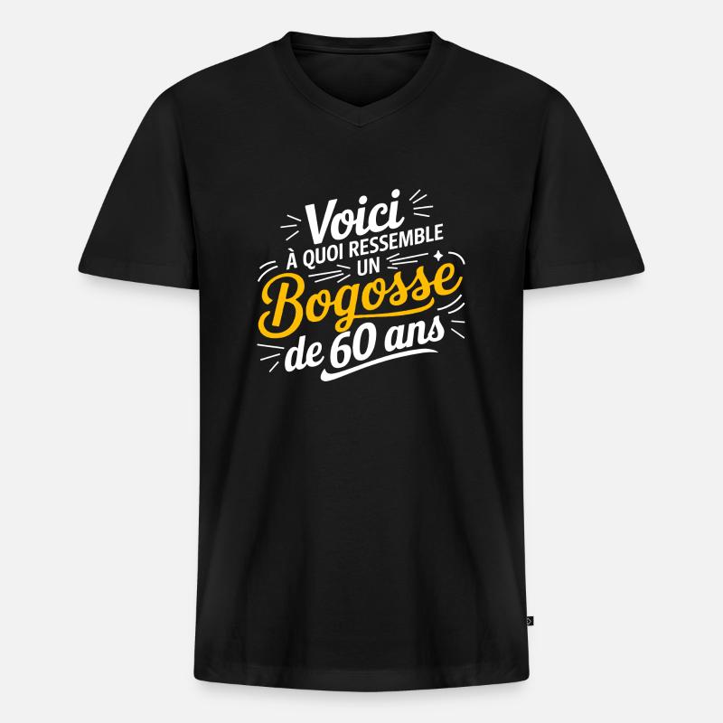 60 BOG - Männer Premium Bio T-Shirt mit V-Ausschnitt - Schwarz