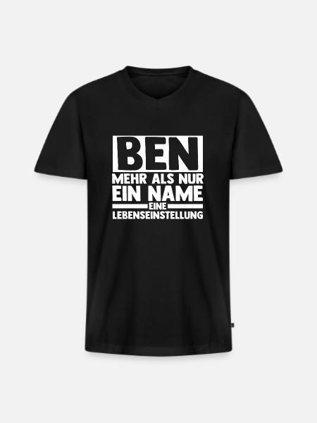 First name Ben - Men's Premium Organic T-shirt with V-neck - black