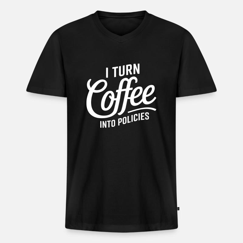 Für Versicherungsprofis, die Kaffee lieben - Männer Premium Bio T-Shirt mit V-Ausschnitt - Schwarz