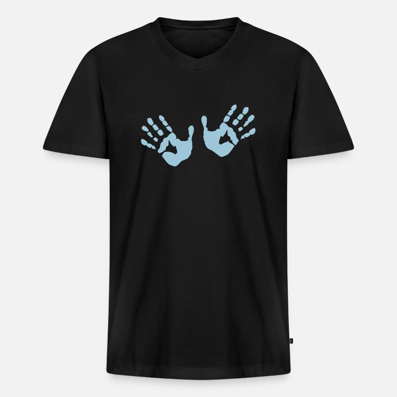 Hands - Hände - Männer Premium Bio T-Shirt mit V-Ausschnitt - Schwarz