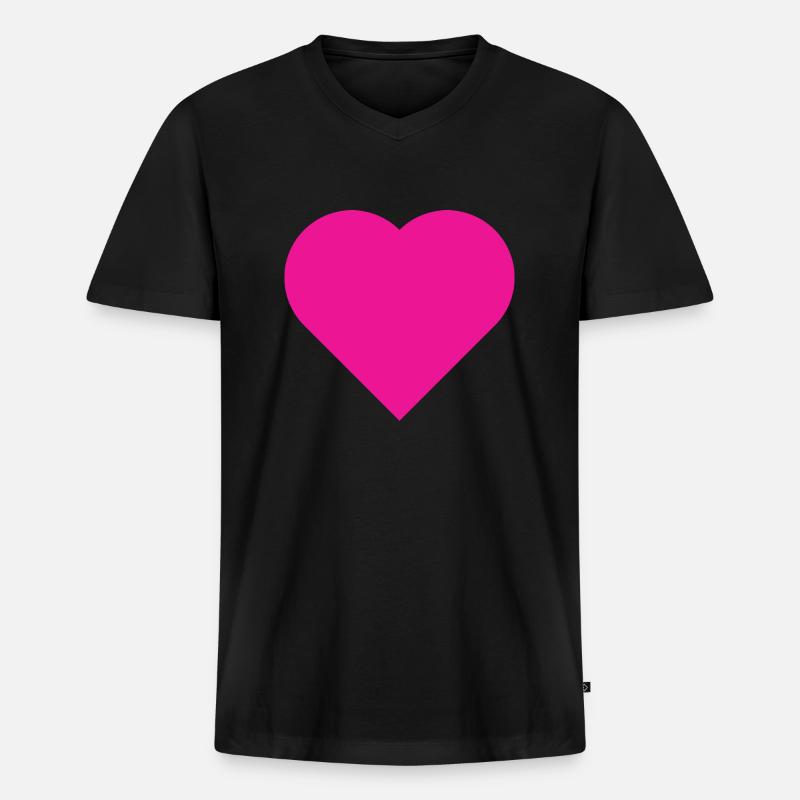 Rosa heart simple - Männer Premium Bio T-Shirt mit V-Ausschnitt - Schwarz