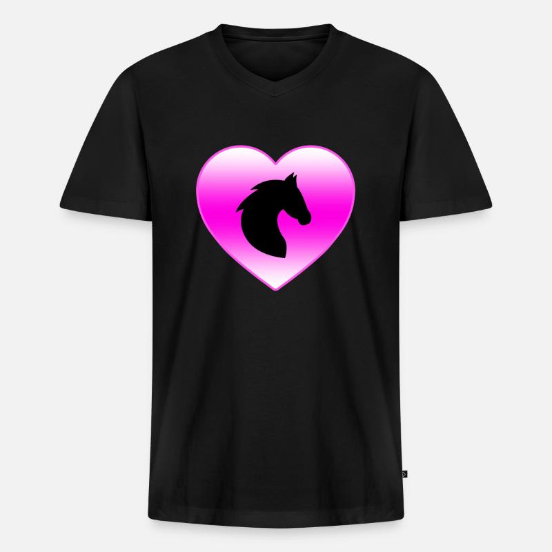 Pferd - Männer Premium Bio T-Shirt mit V-Ausschnitt - Schwarz