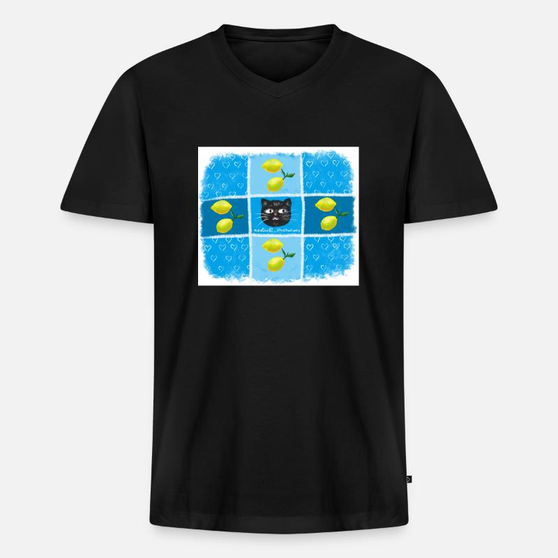 Sommerfrucht Zitrone - Männer Premium Bio T-Shirt mit V-Ausschnitt - Schwarz