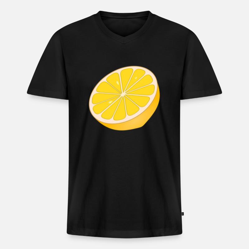Zitrone - Männer Premium Bio T-Shirt mit V-Ausschnitt - Schwarz