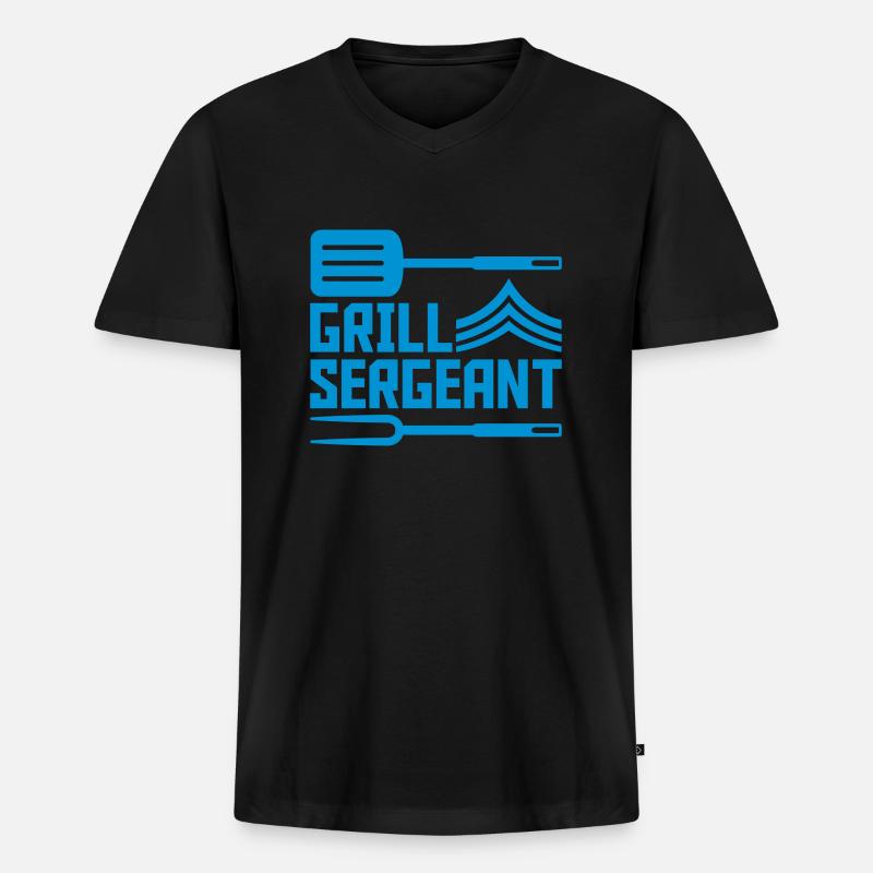 Grill Sergeant Pfannenwender Grillgabel - Männer Premium Bio T-Shirt mit V-Ausschnitt - Schwarz