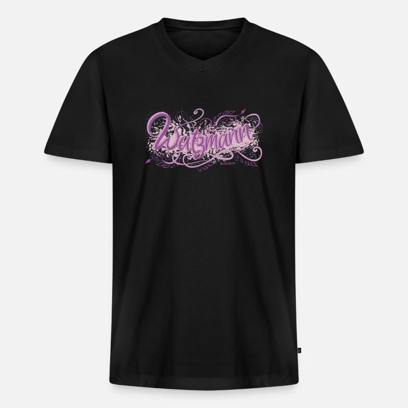 Watzmann - Männer Premium Bio T-Shirt mit V-Ausschnitt - Schwarz