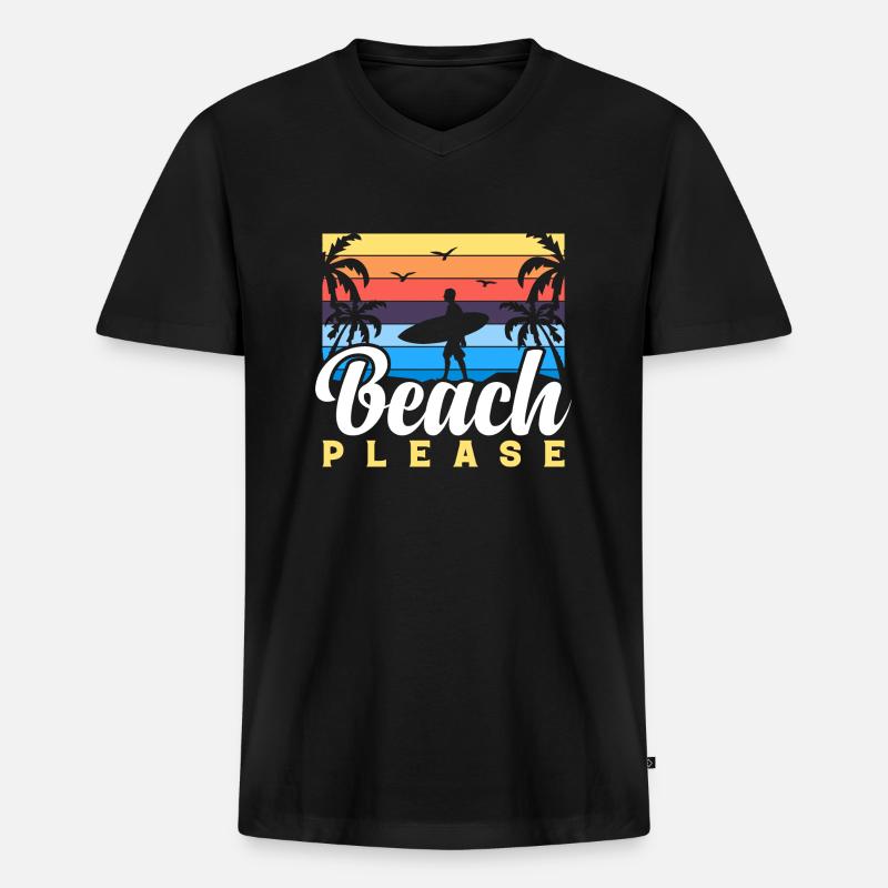 BEACH PLEASE - Männer Premium Bio T-Shirt mit V-Ausschnitt - Schwarz