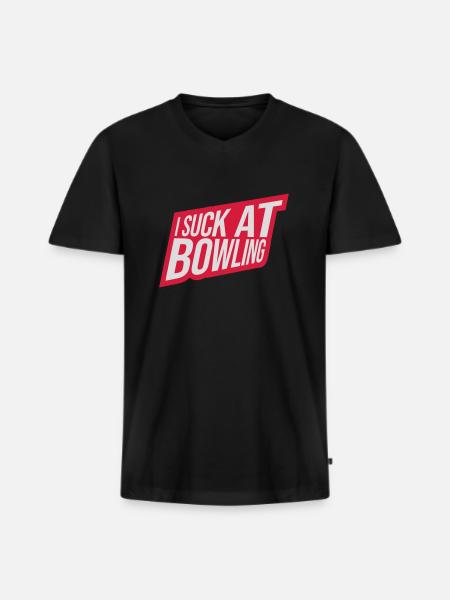 I suck at bowling - Men's Premium Organic T-shirt with V-neck - black