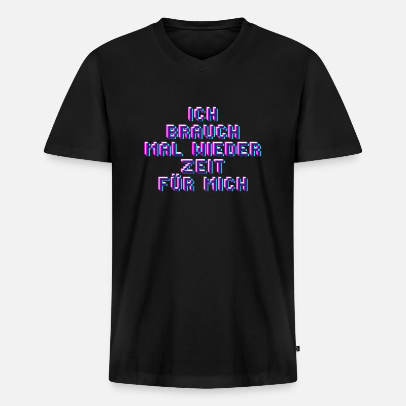 Zeit - Männer Premium Bio T-Shirt mit V-Ausschnitt - Schwarz