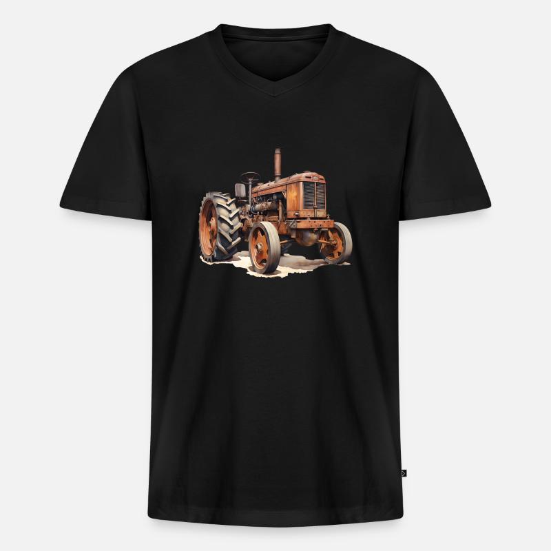 Technikgeschichte bei Traktoren - Männer Premium Bio T-Shirt mit V-Ausschnitt - Schwarz