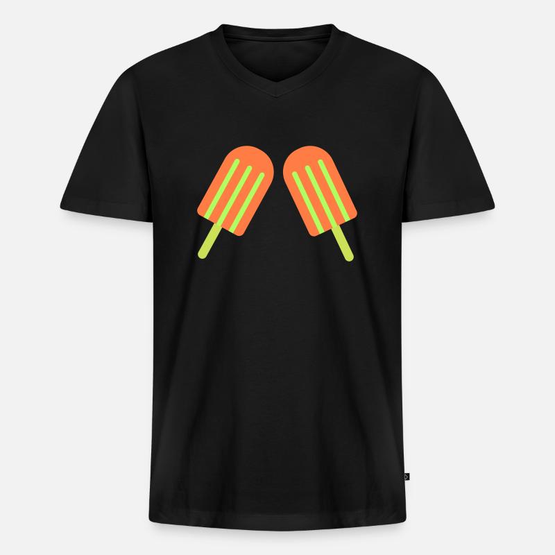eis eiscreme 2 - Männer Premium Bio T-Shirt mit V-Ausschnitt - Schwarz