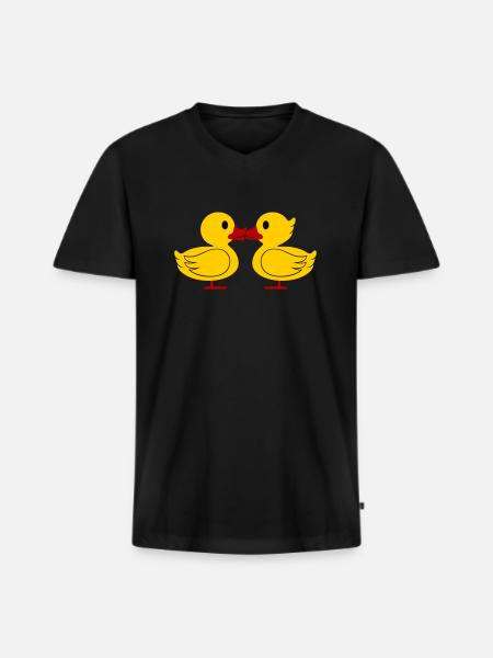 Baiser de canard - T-shirt encolure en V Premium bio Homme - noir