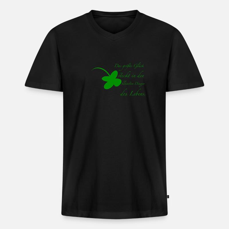 Glück - Männer Premium Bio T-Shirt mit V-Ausschnitt - Schwarz