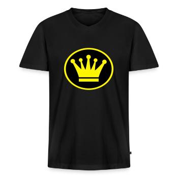 Krone - Männer Premium Bio T-Shirt mit V-Ausschnitt - Schwarz - Vorne - Nico (187cm)