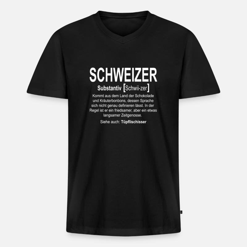 Schweiz - Schweizer definition - Männer Premium Bio T-Shirt mit V-Ausschnitt - Schwarz