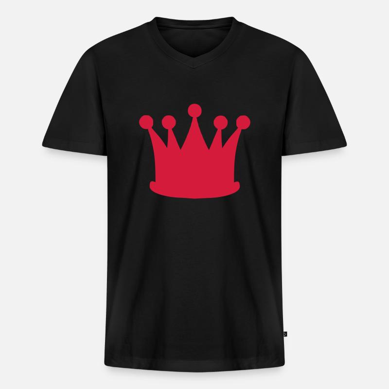 krone - Männer Premium Bio T-Shirt mit V-Ausschnitt - Schwarz