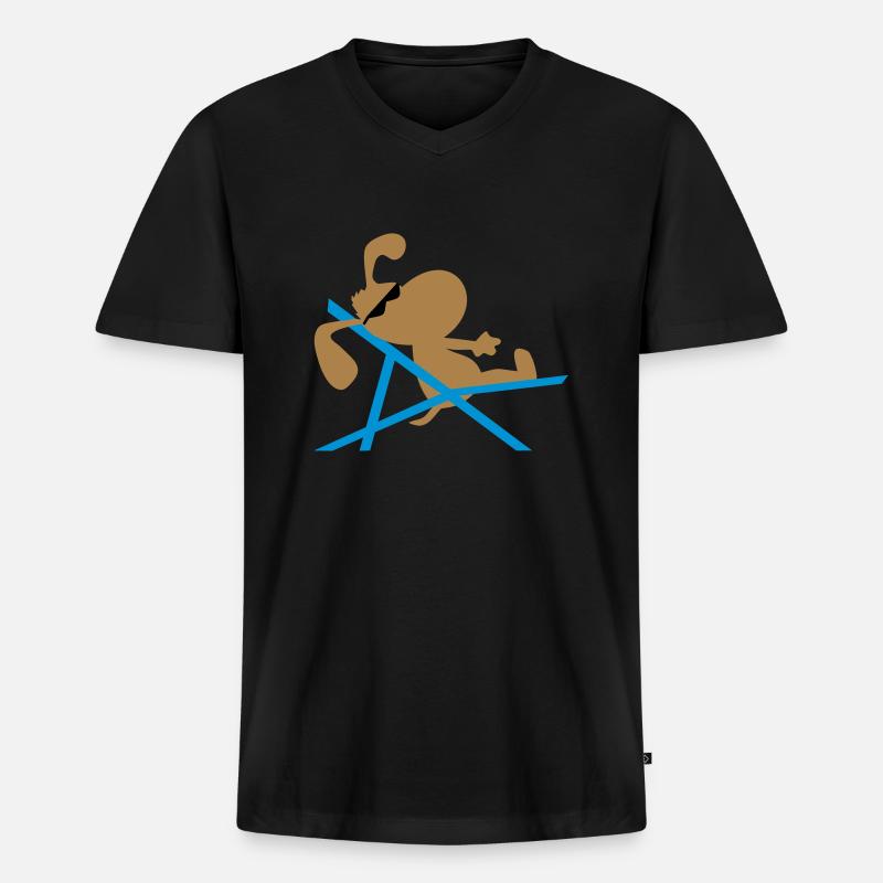 hund - Männer Premium Bio T-Shirt mit V-Ausschnitt - Schwarz