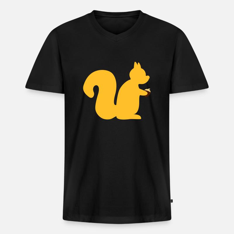 Eichhörnchen mit Nuss - Männer Premium Bio T-Shirt mit V-Ausschnitt - Schwarz