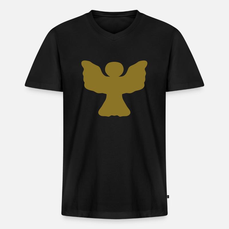 Engel - vollflächig - Männer Premium Bio T-Shirt mit V-Ausschnitt - Schwarz