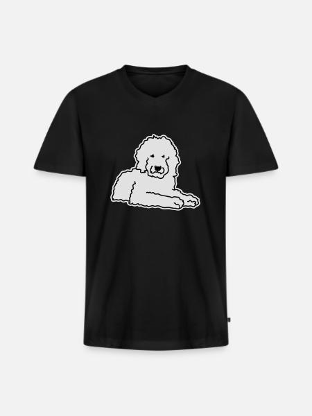 Goldendoodle - Männer Premium Bio T-Shirt mit V-Ausschnitt - Schwarz