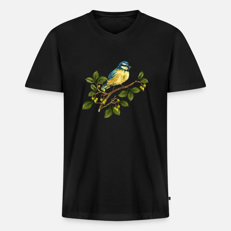 Bunter Vogel - Männer Premium Bio T-Shirt mit V-Ausschnitt - Schwarz