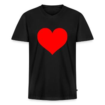 Red heart - Men's Premium Organic T-shirt with V-neck - black - Front - Nico (187cm)