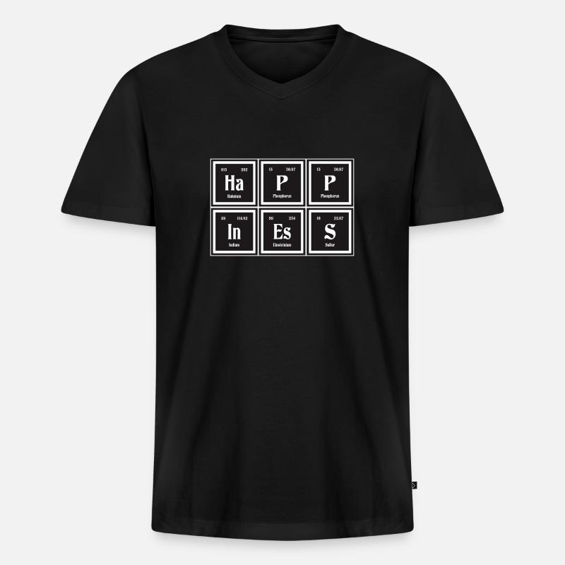 Glück | Periodensystem der Elemente - Männer Premium Bio T-Shirt mit V-Ausschnitt - Schwarz