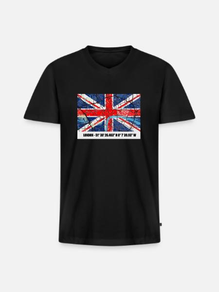 London - Men's Premium Organic T-shirt with V-neck - black