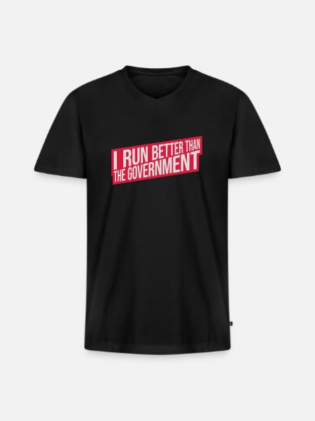 run better than government - Men's Premium Organic T-shirt with V-neck - black