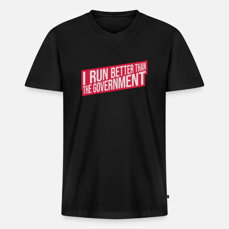 run better than government - Männer Premium Bio T-Shirt mit V-Ausschnitt - Schwarz