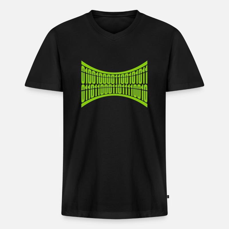 Binär Code Programm Sprache - Männer Premium Bio T-Shirt mit V-Ausschnitt - Schwarz