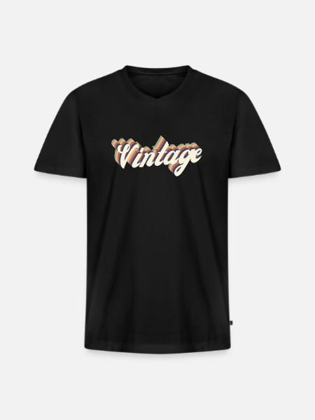Weinlese - Männer Premium Bio T-Shirt mit V-Ausschnitt - Schwarz